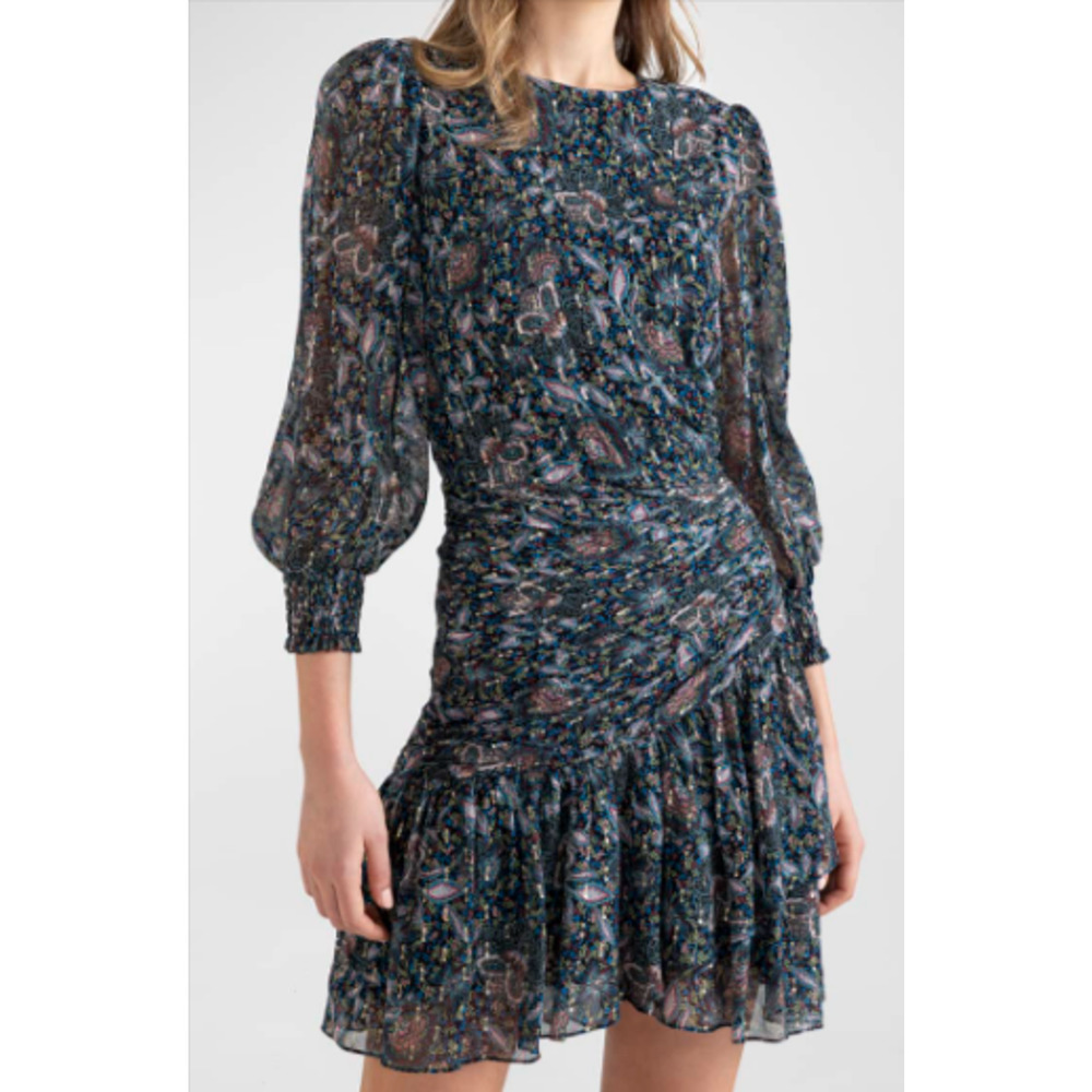 Shoshanna Delray Printed Blouson-Sleeve Mini Dress Size 2 MSRP $498